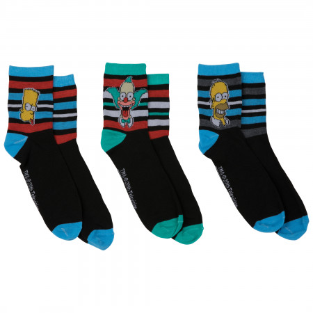 The Simpsons Homer Bart and Krusty 3-Pack of Quarter Socks